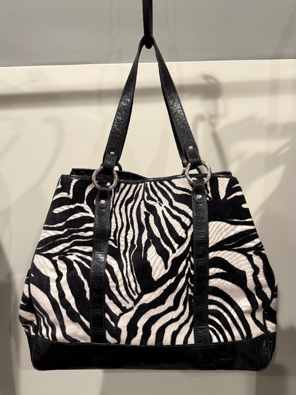Glenda Gies Chenille Zebra Print Tote. Oversized. Great for overnight excursions